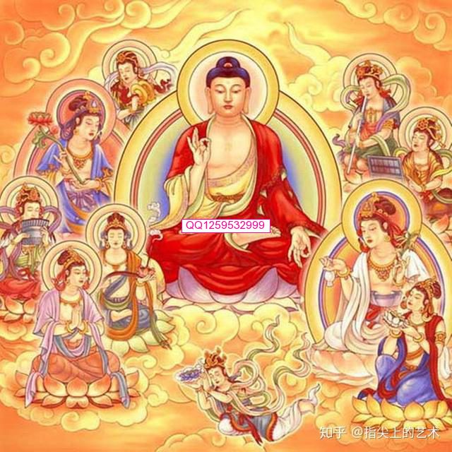 一幅佛教绘画中的神圣意境-神人佛-文文8客