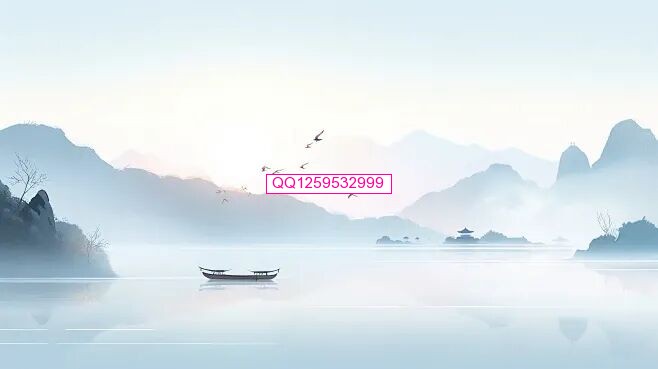 简约国风水墨高级山水画