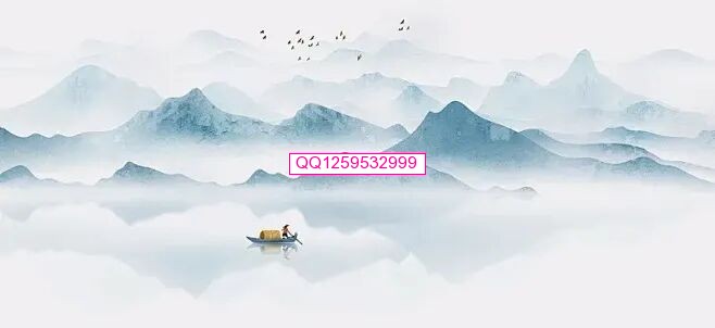 蓝色意境山水画图片下载